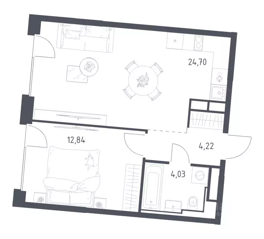 1-к кв. Москва Квартал на воде жилой комплекс, к5 (45.79 м) - Фото 1