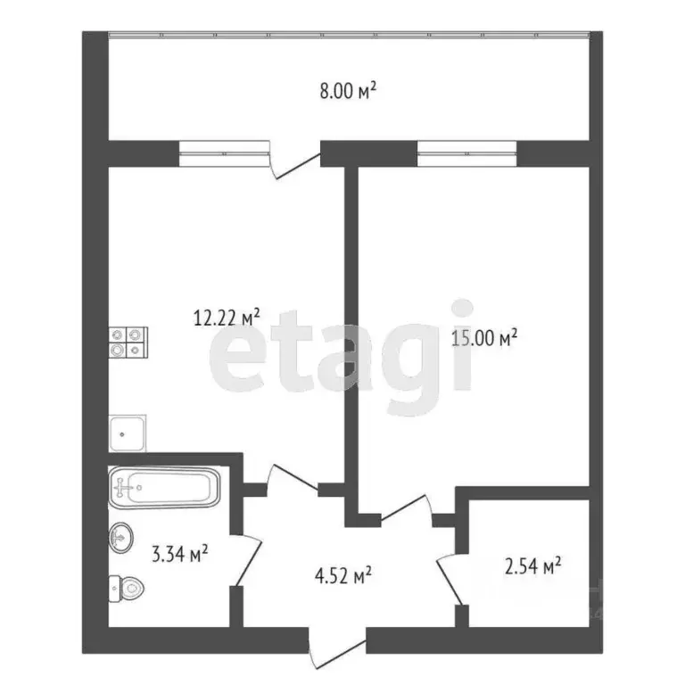 1-к кв. Тюменская область, Тюмень Кремлевская ул., 114 (37.5 м) - Фото 1