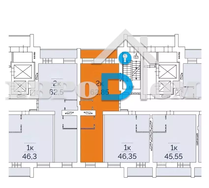2-к кв. Омская область, Омск ул. Гусарова, 48 (62.85 м) - Фото 2