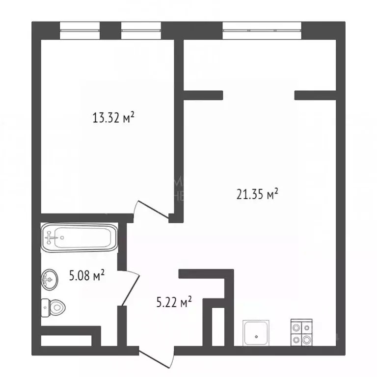 1-к кв. Тюменская область, Тюмень ул. Ю.-Р.Г. Эрвье, 38 (45.0 м) - Фото 2
