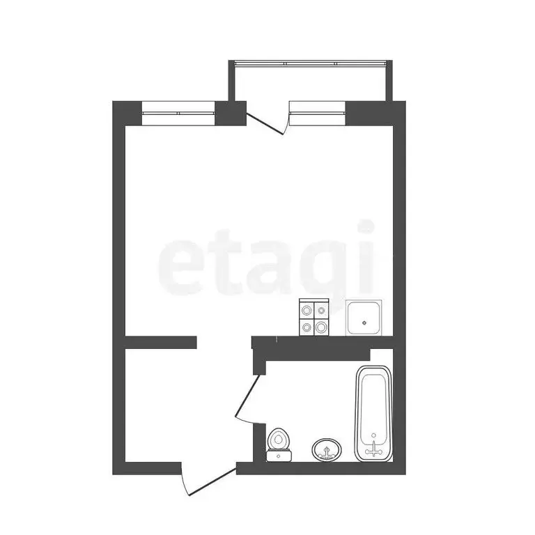Квартира-студия: Тюмень, улица Газовиков, 36 (29.2 м) - Фото 1