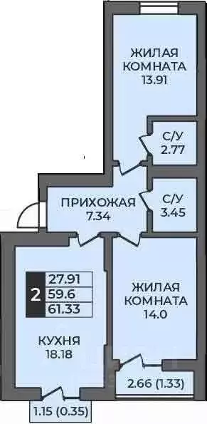 2-к кв. Оренбургская область, Оренбург ул. Ильи Глазунова, 21 (61.33 ... - Фото 0