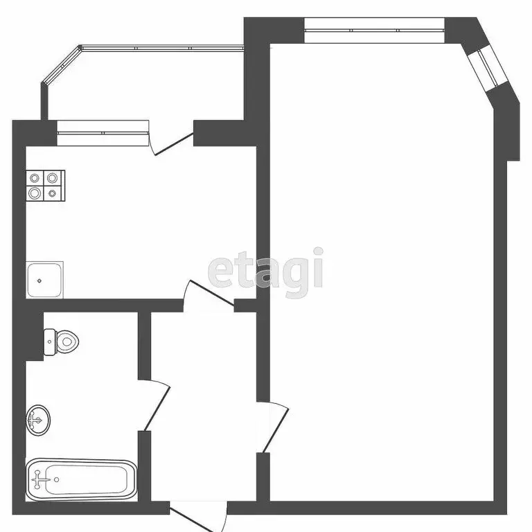 1-комнатная квартира: Тюмень, Народная улица, 4к3 (43.7 м) - Фото 1
