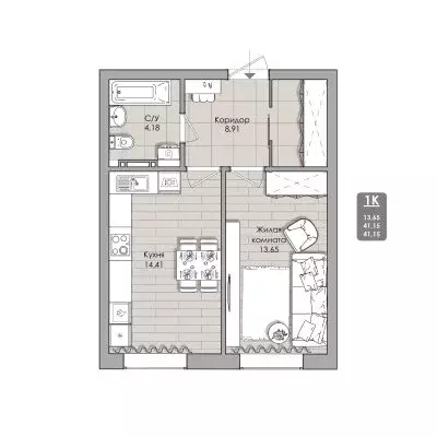 1-комнатная квартира: Новосибирск, Автогенная улица, 75 (41.15 м) - Фото 0