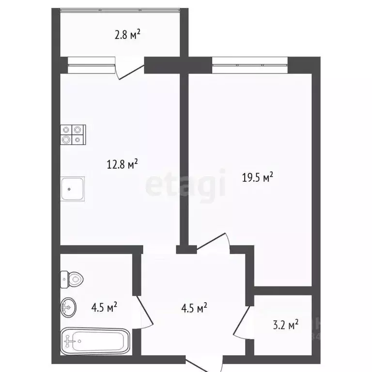 1-к кв. Тюменская область, Тюмень ул. Червишевский Тракт, 58 (46.2 м) - Фото 1