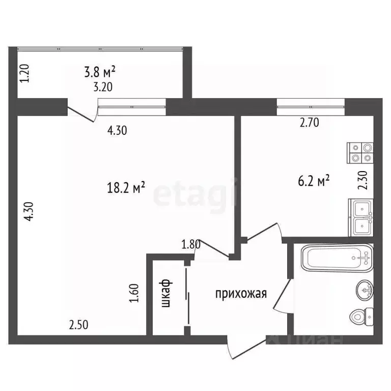1-к кв. Владимирская область, Муром Карачаровское ш., 30Г (33.6 м) - Фото 2
