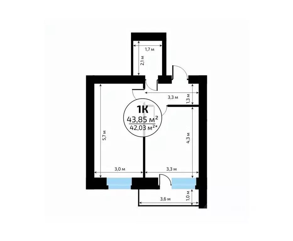 1-к кв. Самарская область, Самара пос. Мехзавод, 1-й кв-л, 50 (43.85 ... - Фото 2