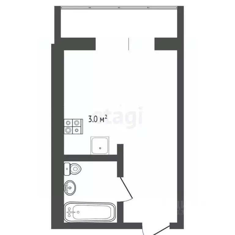 Студия Тюменская область, Тюмень ул. Новоселов, 117 (18.5 м) - Фото 2