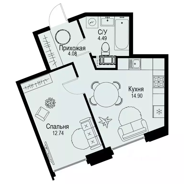 1-к кв. Санкт-Петербург ул. Профессора Попова, 38 (36.21 м) - Фото 0
