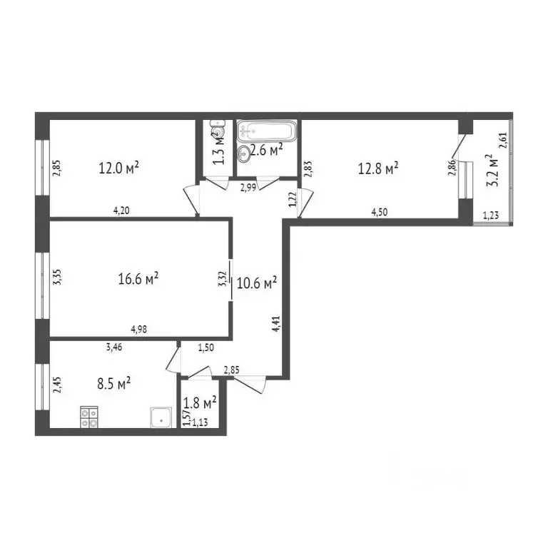 3-к кв. Башкортостан, Уфа Дуванский бул., 17/1 (66.5 м) - Фото 1