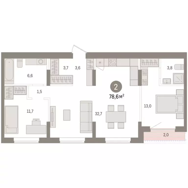 2-комнатная квартира: Новосибирск, улица Аэропорт, 90 (78.64 м) - Фото 1