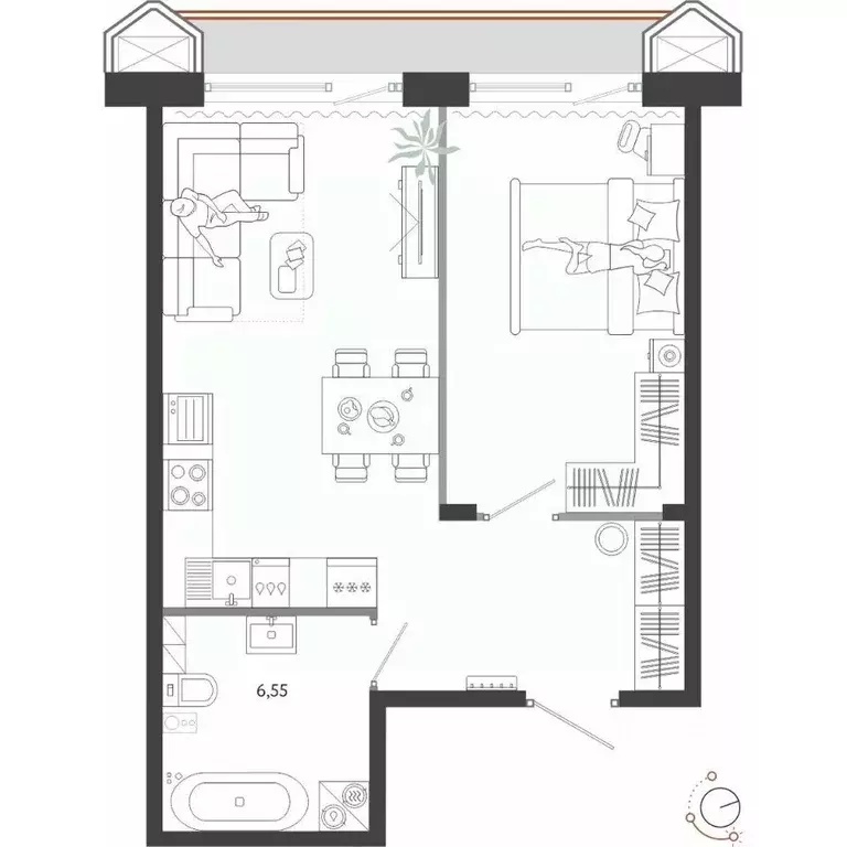 1-к кв. Приморский край, Владивосток Бархатная ул. (49.98 м) - Фото 1
