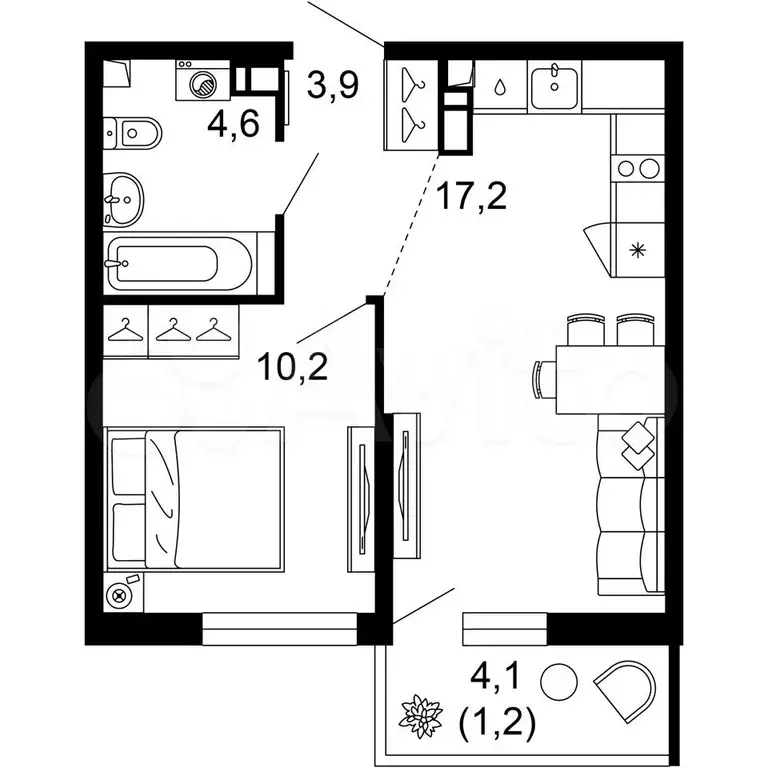 1-к. квартира, 37,1 м, 7/12 эт. - Фото 0