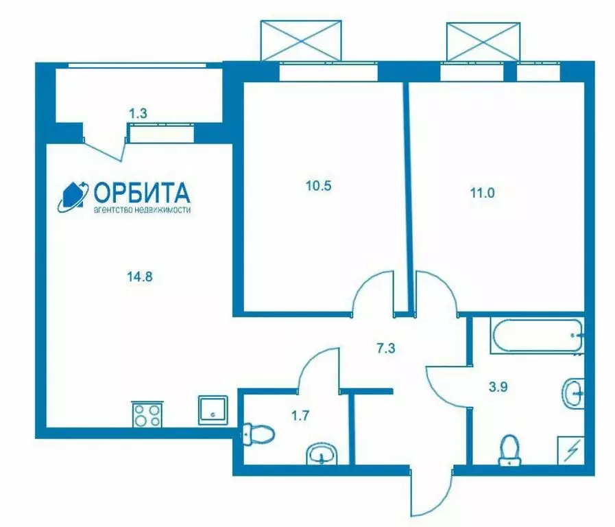 2-комнатная квартира: Тюмень, Полевая улица, 117к4 (51.4 м) - Фото 0