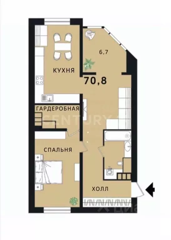 2-к кв. Санкт-Петербург ул. Оптиков, 37 (70.8 м) - Фото 2