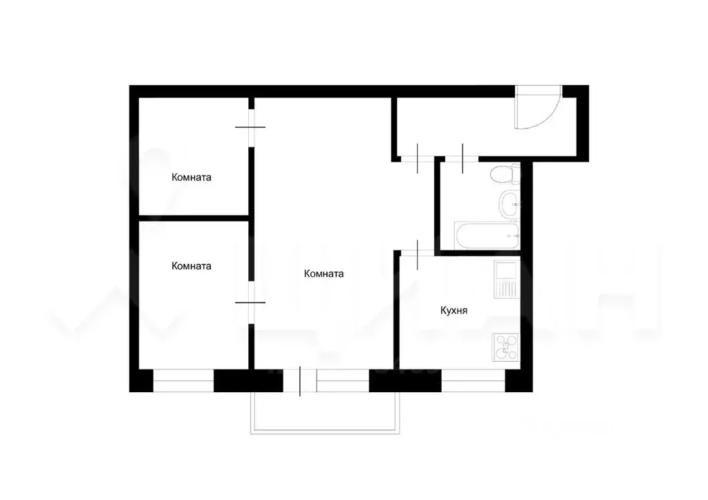 3-к кв. Тульская область, Тула ул. Пархоменко, 40 (48.0 м) - Фото 2