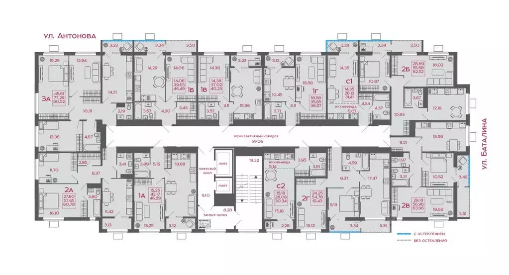 2-к кв. Пензенская область, Пенза ул. Баталина, 31 (63.96 м) - Фото 2