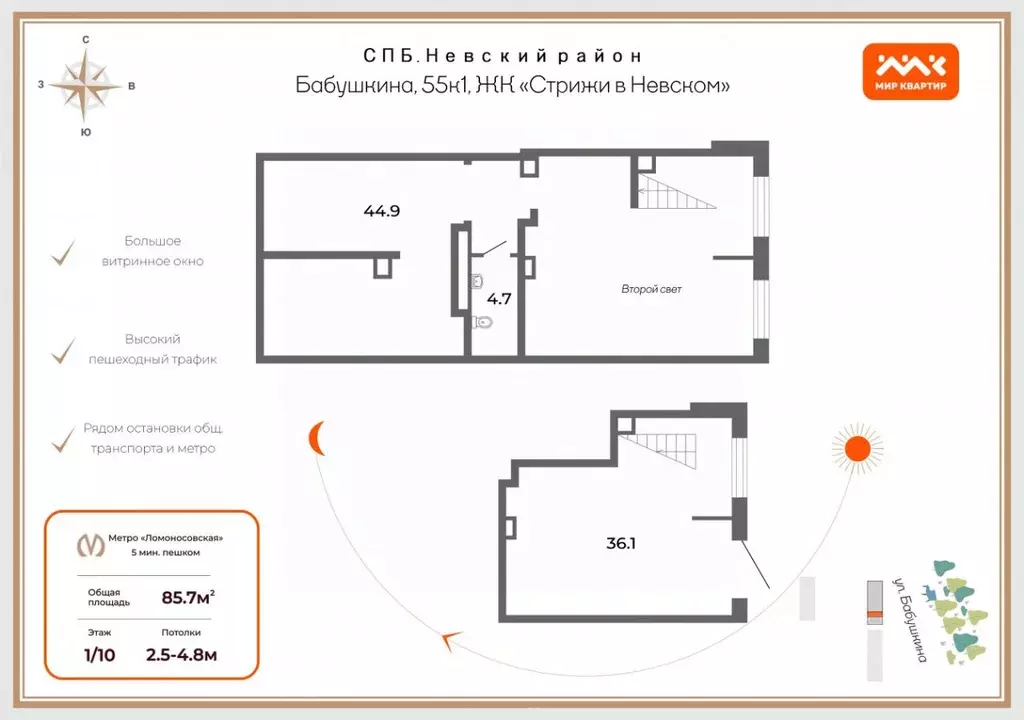 Помещение свободного назначения в Санкт-Петербург ул. Бабушкина, 55к1 ... - Фото 2