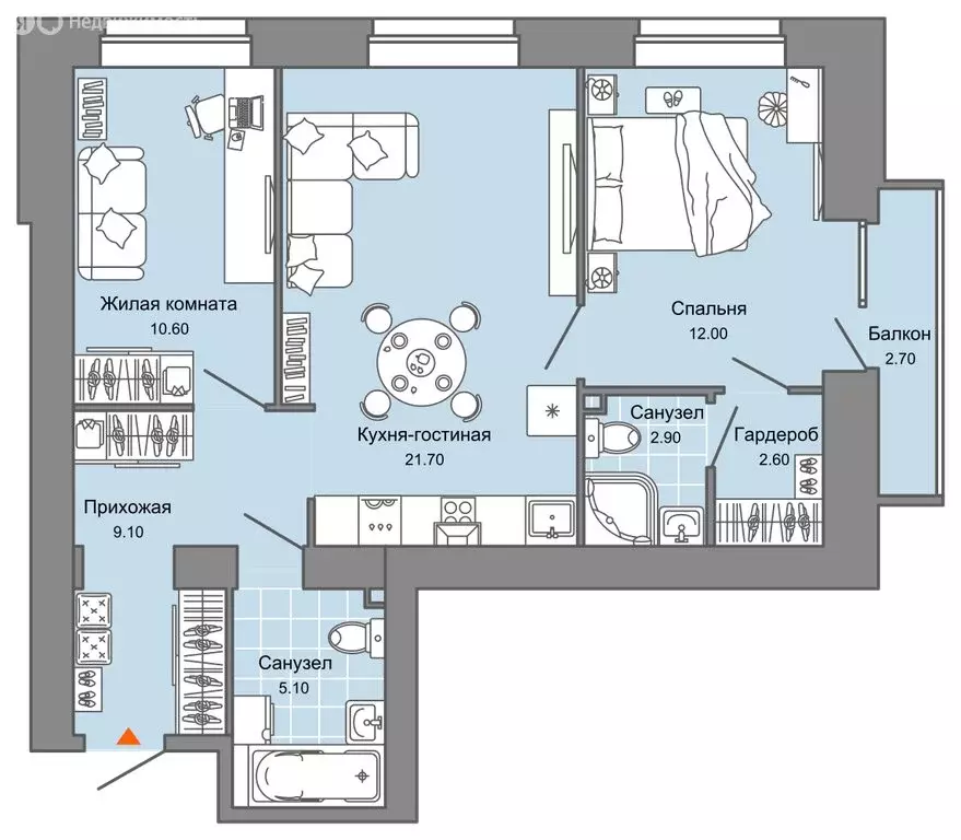 2-комнатная квартира: Пермь, микрорайон Заимка, ЖК Камаполис (65 м) - Фото 2