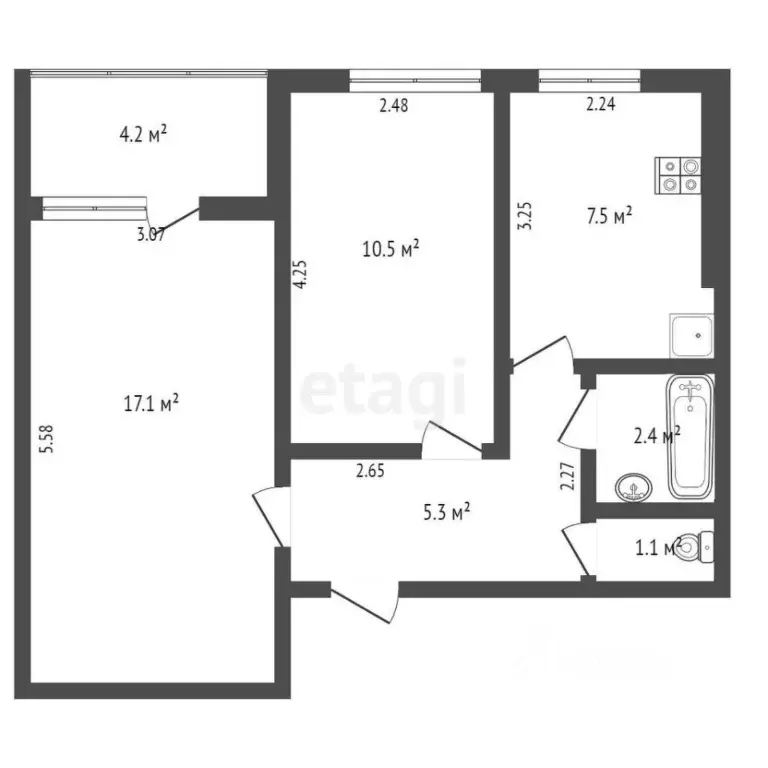 2-к кв. Ростовская область, Ростов-на-Дону Привокзальная ул., 3/1 ... - Фото 2