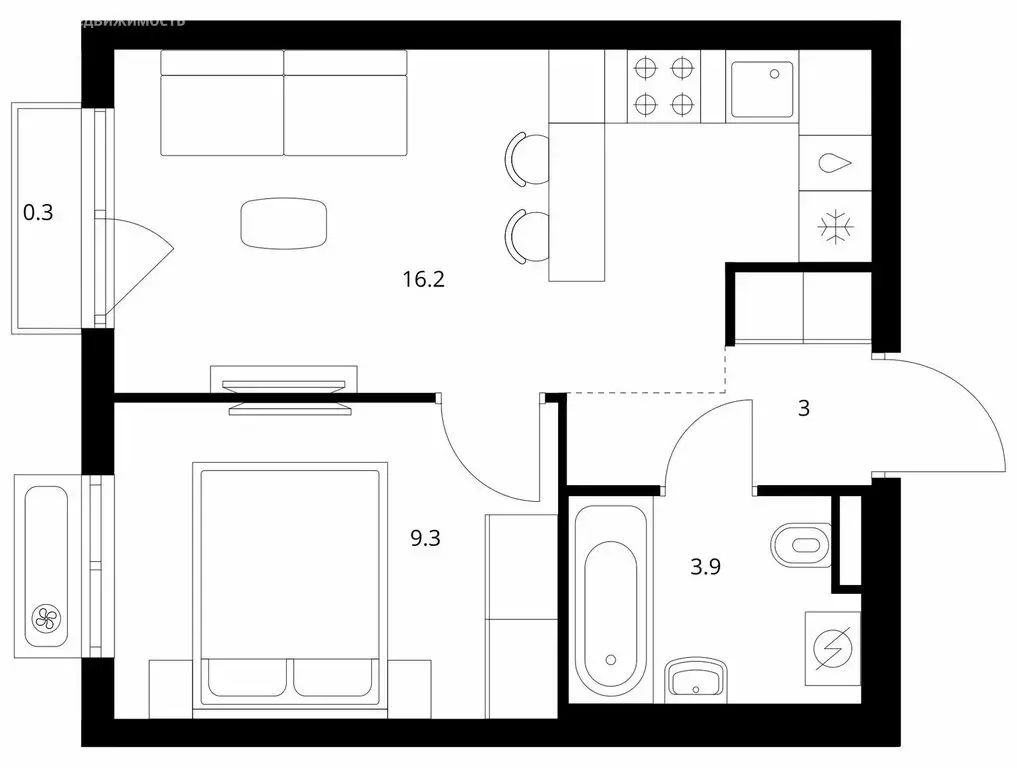 1-комнатная квартира: посёлок городского типа Боброво, ЖК Восточное ... - Фото 1