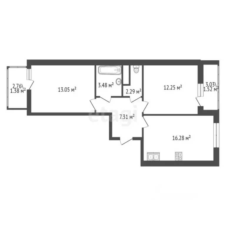 2-к кв. Санкт-Петербург ул. Плесецкая, 4 (57.56 м) - Фото 1