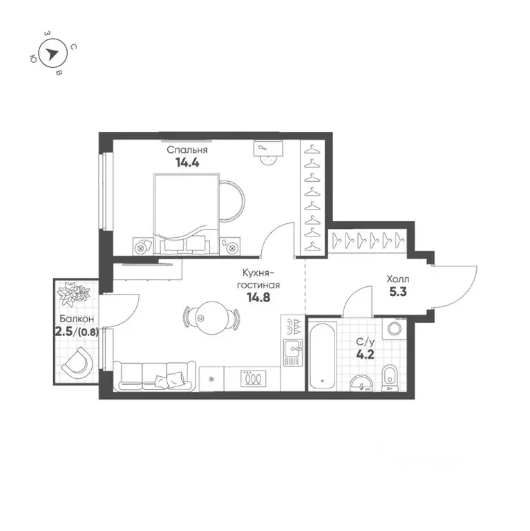 1-к кв. Свердловская область, Екатеринбург Солнечный жилрайон,  (39.5 ... - Фото 1