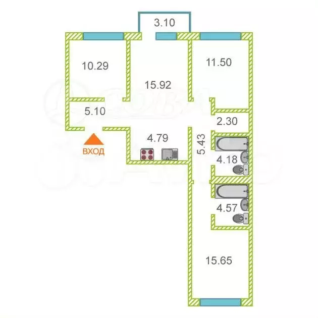 3-к. квартира, 80 м, 6/10 эт. - Фото 0