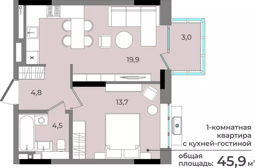 1-к кв. Удмуртия, Ижевск ул. Имени В.С. Тарасова, 6 (45.9 м) - Фото 0