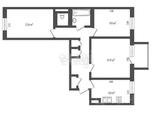 3-к кв. Камчатский край, Елизовский муниципальный округ, пос. Зеленый ... - Фото 2