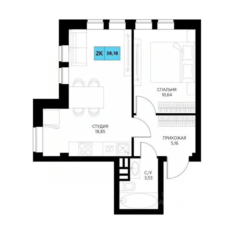 2-к кв. Дагестан, Дербент  (38.18 м) - Фото 1