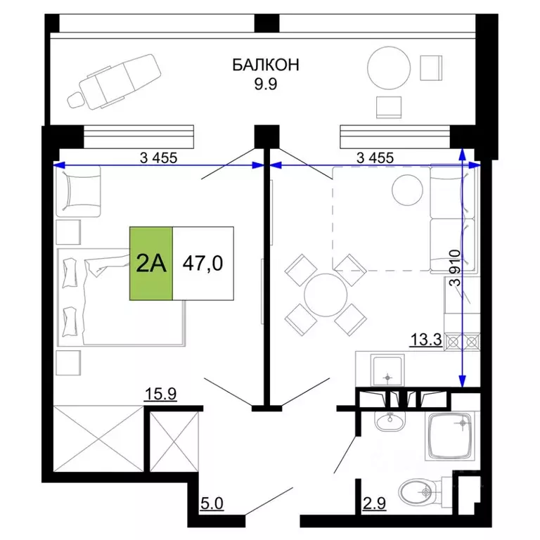 2-к кв. Краснодарский край, Анапа проезд Сосновый (47.0 м) - Фото 1
