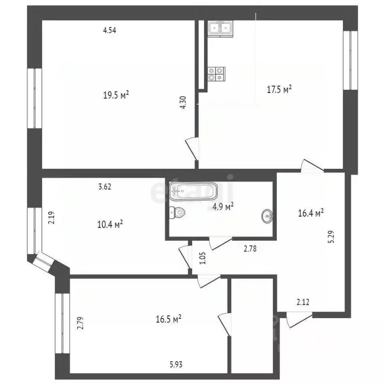 3-к кв. Вологодская область, Вологда ул. Карла Маркса, 31 (81.0 м) - Фото 1