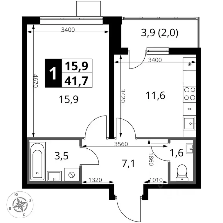 1-к кв. Московская область, Ленинский городской округ, пос. Ленинский ... - Фото 1