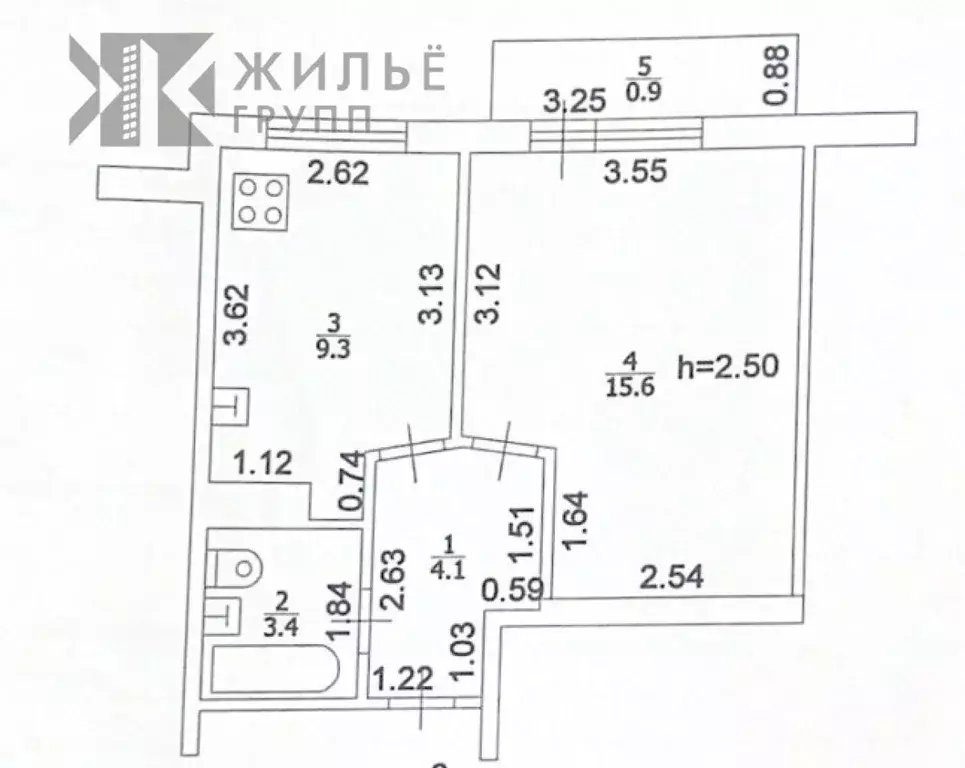 1-к кв. Татарстан, Казань ул. Интернациональная, 30 (33.3 м) - Фото 2