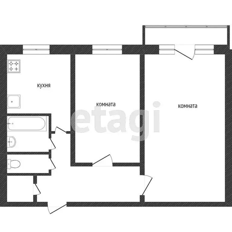 2-комнатная квартира: Златоуст, проспект имени Ю.А. Гагарина, 8-я ... - Фото 1