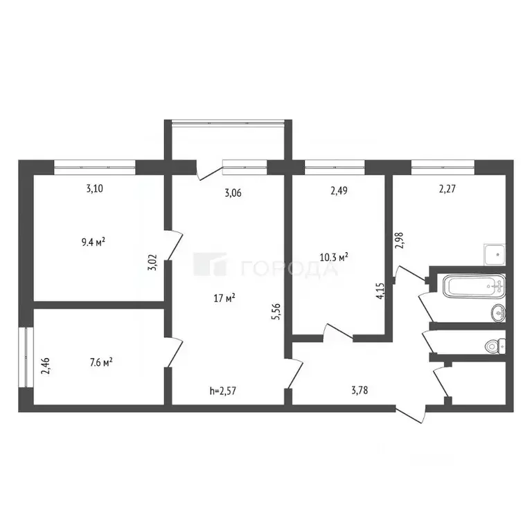 4-к кв. Кемеровская область, Новокузнецк ул. Разведчиков, 46А (60.3 м) - Фото 2