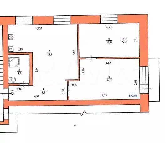 2-к. квартира, 51,2 м, 4/5 эт. - Фото 0