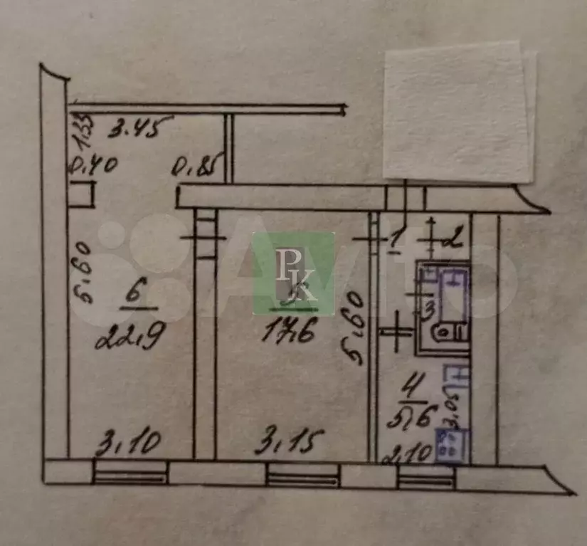 2-к. квартира, 52 м, 1/6 эт. - Фото 0