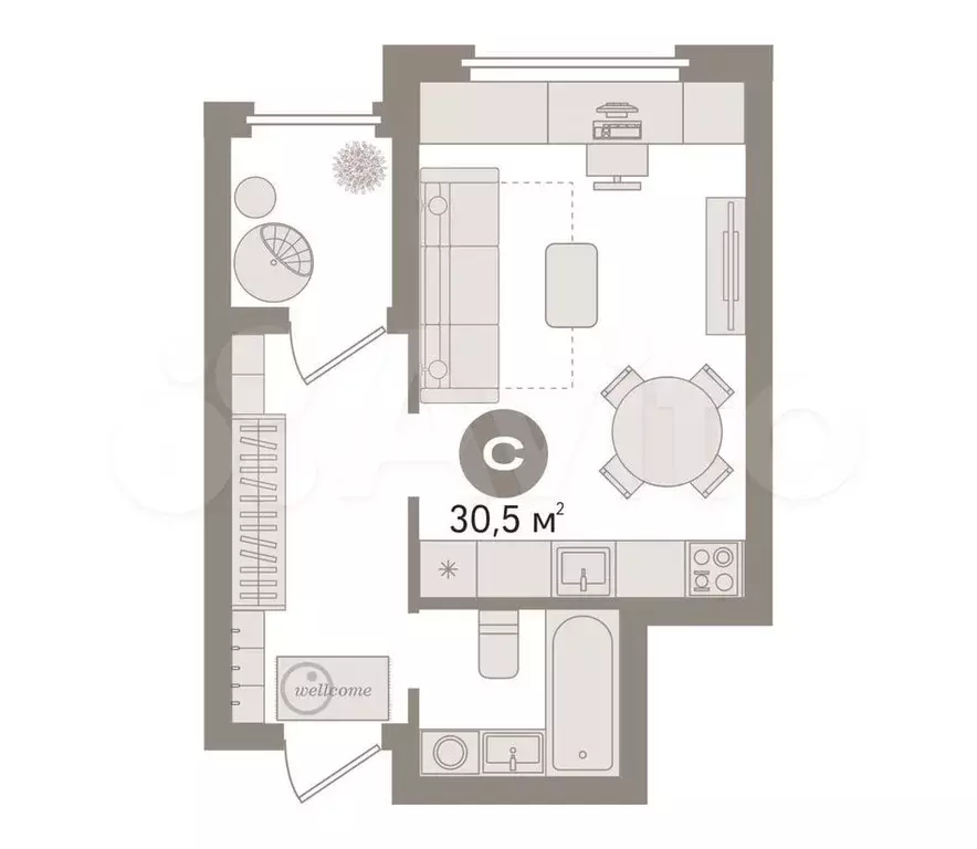 Квартира-студия, 30,5 м, 5/17 эт. - Фото 0