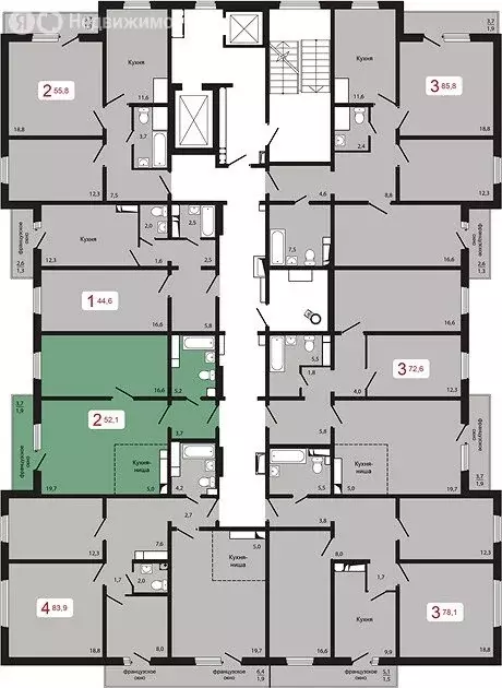 2-комнатная квартира: Красноярск, Судостроительная улица, 31Б (52.1 м) - Фото 0