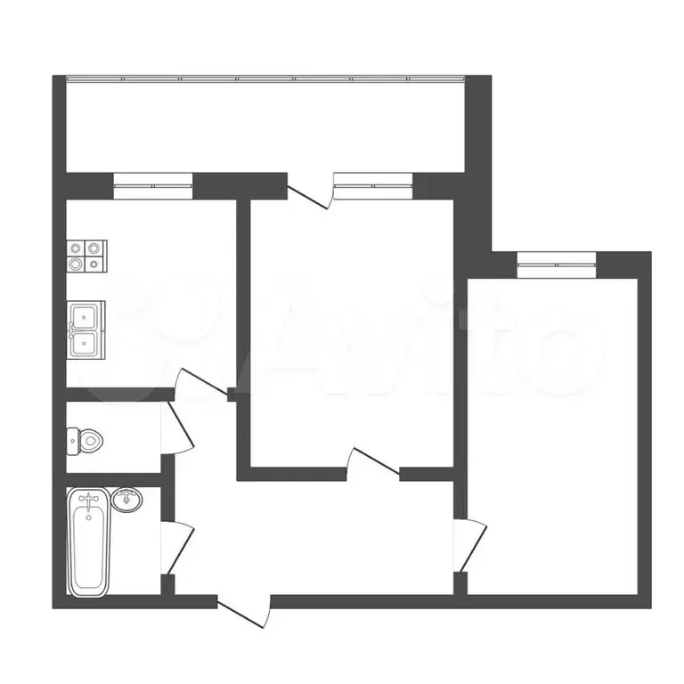 2-к. квартира, 45,9 м, 4/9 эт. - Фото 0