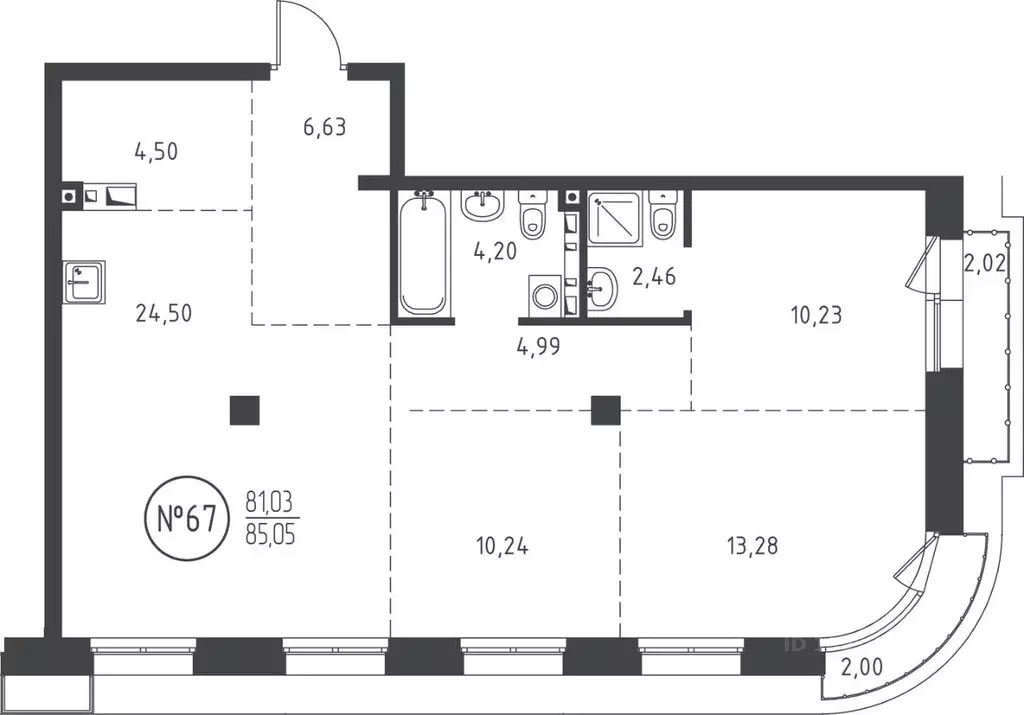 3-к кв. Иркутская область, Иркутск ул. Эдуара Дьяконова, 12 (85.05 м) - Фото 0