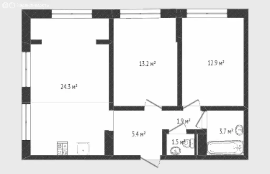 2-комнатная квартира: Тюмень, улица Новаторов, 28 (63 м) - Фото 1