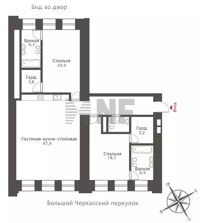 3-комнатная квартира: Москва, Никольская улица, 10/2с2Б (124.7 м) - Фото 2