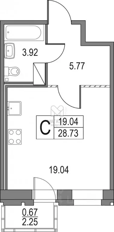 1-к кв. Санкт-Петербург Коломяжский просп., 13к3 (29.4 м) - Фото 2