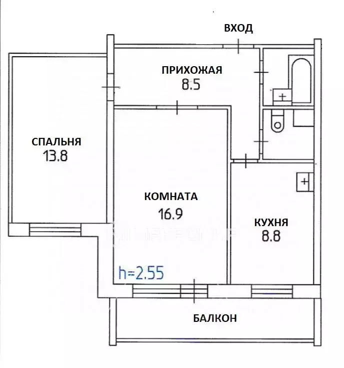 2-к кв. Пермский край, Пермь ул. Докучаева, 34 (52.6 м) - Фото 1