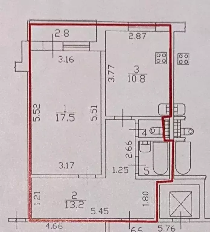 Квартира, 1 комната, 45.1 м - Фото 0