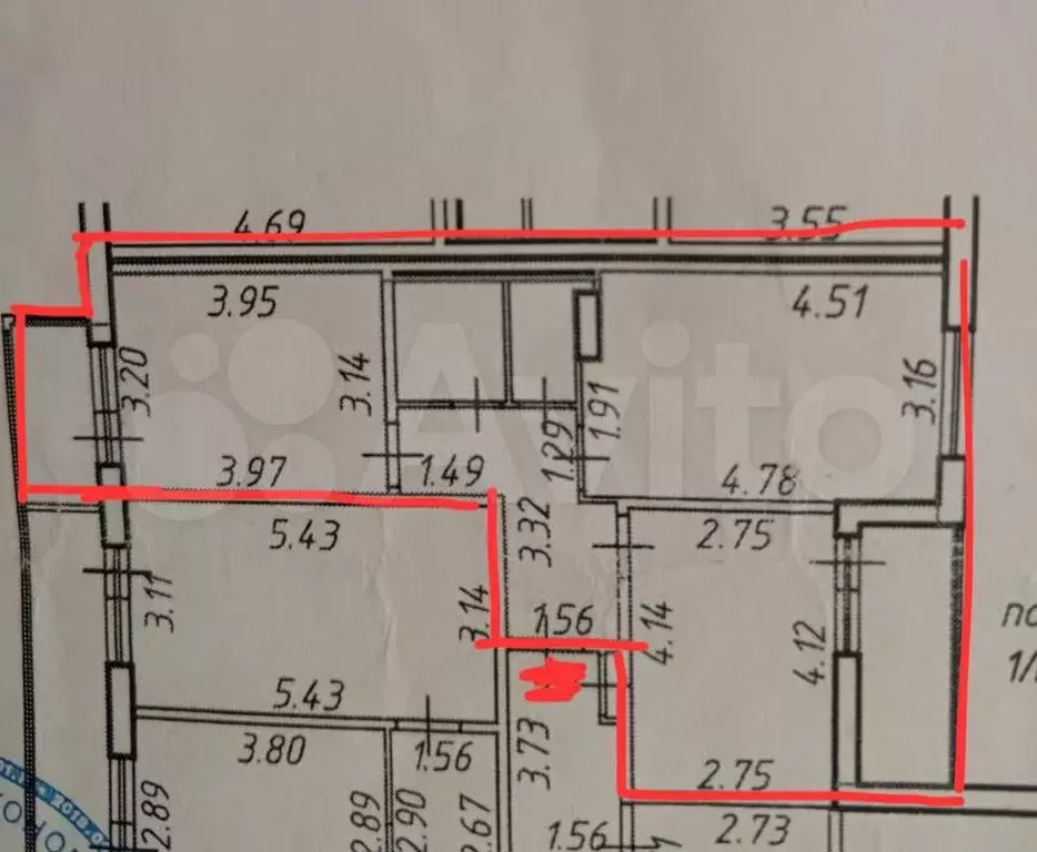 2-к. квартира, 53 м, 4/4 эт. - Фото 0