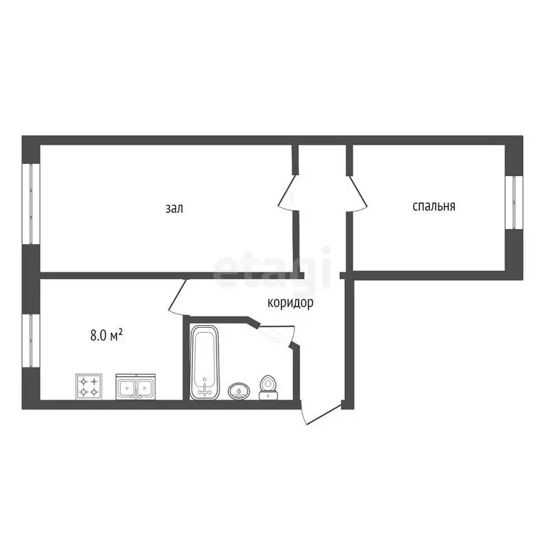 2-комнатная квартира: Альметьевск, улица Автомобилистов, 10 (44.8 м) - Фото 1